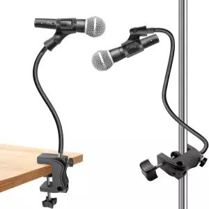 마이크 스탠드 20인치 유연한 구스넥 데스크톱 홀더 3/8인치~5/8인치 나사 어댑터 회의 강연 라이브 방송