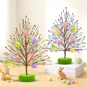 턴메온 부활절 장식 2팩 14개의 파스텔 플로럴 베리 블라썸 15인치 테이블탑 인조 트리 봄 파티 중앙 룸