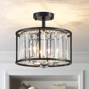 AGV 조명 CL005BB K9 크리스탈 세미 플러시 마운트 천장 조명기구 모던 디자인 E12 베이스 3-라이트 D13 x