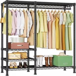 울 F4 헤비 듀티 의류 랙 행거봉 포함 옷걸이용 독립형 조절 가능한 옷장 정리 시스템 휴대용 45인치 x