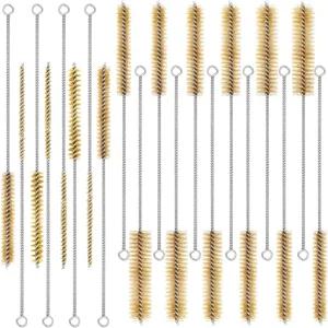 엠바이요 20개 황동 와이어 튜브 브러시 병 세트 금속 유리 빨대 주얼리 클리닝 보어 위한 10가지 크기의