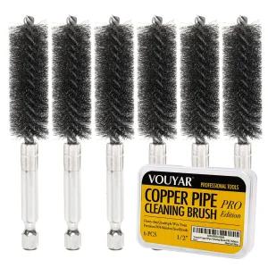 4중 와이어 트위스트 전문가용 구리 튜브 파이프 클리너 6개 1/2인치 클리닝 브러시 세트 파워 드릴용