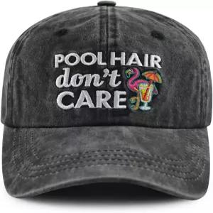 남성 여성을 위한 수영장 헤어 돈 케어 모자 재미있는 조절 가능한 면 자수 플라밍고 야구
