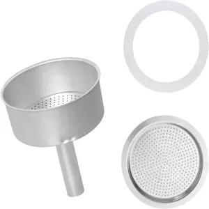 에스프레소 메이커 필터 바구니 모카 포트 3컵 교체 깔때기 커피 1개와 실리콘 개스킷 씰 1개 포함