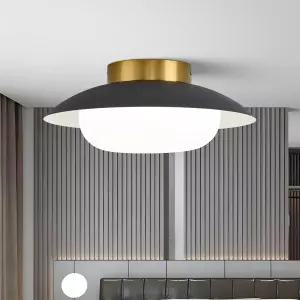 FHKLZCI 모던 LED 세미 플러시 마운트 천장 조명기구 에너지 절약 24W 논 디밍블 블랙 골드 설치가 간편함