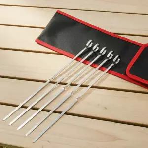 캠핑 바베큐 꼬치 12p 세트 스텐 플랫 꼬챙이 31cm