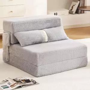 티타 접이식 소파 침대 베개가 있는 싱글 사이즈 이불 의자 바닥 매트리스 객실 거실 라이트 그레이