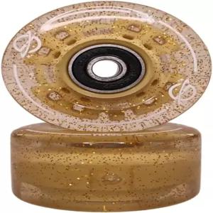 라이트업 롤러 스케이트 휠 베어링이 있는 듀얼 컬러 LED 8종 세트 58mm x 실내/외 스타라이트 골드