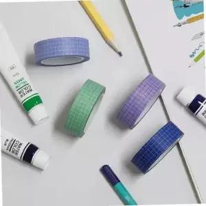 컬러 체크 마스킹 테이프 다이어리 꾸미기 블루 색상 데코