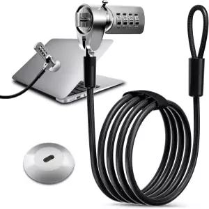 슬롯 플레이트 6.23피트 결합 잠금 케이블 디지털 비밀번호 보호 노트북 및 기타 장치용 컴퓨터 방지