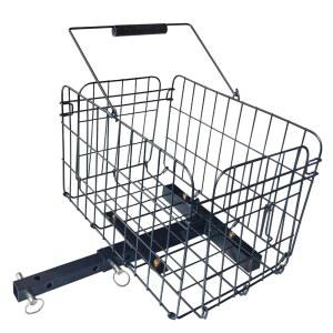 모빌리티 스쿠터용 접이식 리어 바스켓, 1인치 X 리시버가 장착된 스쿠터 및 전동 의자용 헤비 듀티 메탈 액세서리 휴대용 바스켓