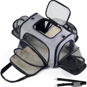 4면 확장형 반려동물 기내 반입 이동 가방 좌석 하단 수납 규격 고양이 강아지용 소프트 캐리어 TSA 승인