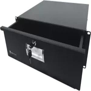 록빌 RDR3U 3U 랙 서랍 2개의 키로 잠금 16게이지 스틸 19인치 부드러운 레일 작동 오목한 손잡이 검은색