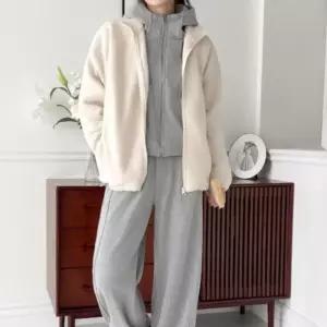 [옷자락]남녀 공용 겨울 플리스 집업 캐주얼 자켓 무지 디자인