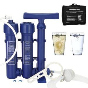 비상 정수 필터 대형 시스템 생존 캠핑 핸드 휴대용 정수기 실외 대용량 3단계 펌프 그룹