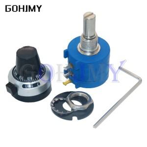 1Set 3590S 정밀 멀티턴(1PCS 전위차계 10 링 가변 저항기 + 1PCS 회전 계산 다이얼 로터리 6.35mm 손잡이)