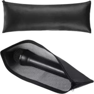 Xyembu 2팩 마이크 가방 11.8 x4.72 블랙 지퍼 파우치 유선 무선 보관 충격 방지 보컬 보호 액세서리