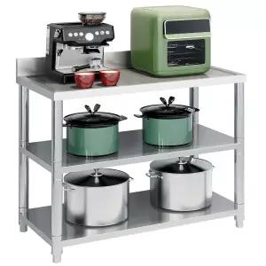 헤비 듀티 프리 스탠딩 스테인리스 스틸 상업용 레스토랑 주방 작업대 이중 수납 선반 랙 실내