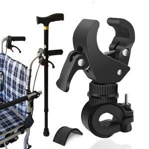 워커용 GFertre 2Pcs 지팡이 홀더, 휠체어, 구동 롤레이터, 범용 목발 스틱 랙 브래킷 액세서리, 360 회전식 조절 랙, 클램핑 직경 0.8 - 1.38인치