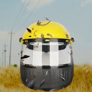 머리 장착형 잔디 깎는 기계 보호 마스크 방폭 강철 와이어 메쉬 돌 및 톱밥 방지 안면