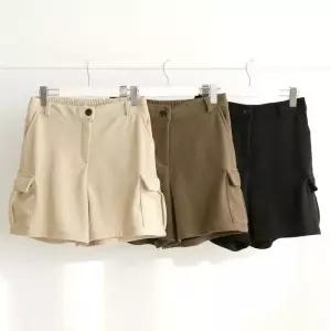[옷자락]여성 빅사이즈 기모 카고 숏팬츠 와이드 골덴 반바지