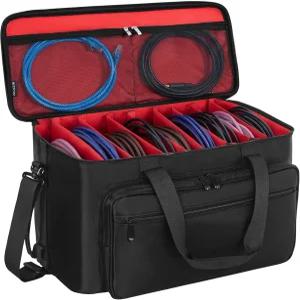 DJ 기어 사운드 인스트루먼트 및 뮤지션 액세서리 레드용 분리형 디바이더 코드 정리함이 포함된 AKOZLIN