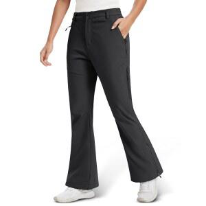 마그콤센 여성 플리스 안감 플레어 팬츠 방수 단열 스노우 스키 따뜻한 야외 겨울 하이킹 소프트쉘