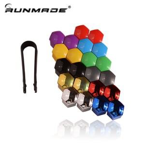 런메이드 20개 자동차 휠 타이어 너트 캡 녹 방지 보호 커버 육각형 17mm 허브 장식 액세서리