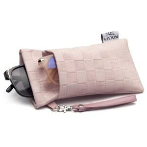 여성용 페이스 섀도우 더블 글래스 케이스 PU 소프트 안경 남성용 스퀴즈 탑 선글라스 청소용