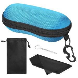 MoKo 세미 하드 쉘 선글라스 케이스, 금속 걸이 고리가 있는 유니 보호 안경 케이스 홀더