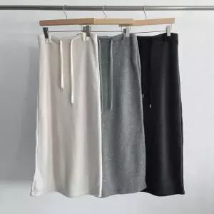 [옷자락]여성 기모 일자핏 리본 밴딩 롱 맥시 스커트