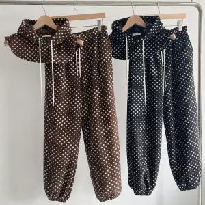 [옷자락]여성 러블리 도트 후드 바라클라바 세트 조거팬츠