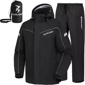 남성용 레인 수트 패커블 방수 재킷 팬츠 야외 골프 낚시용 반사 레인코트 레인기어