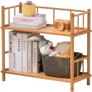 2단 확장 가능한 독립형 대나무 책꽂이 - 작은 공간 침실 거실 홈 오피스를 위한 노툴 조립 및 모듈식 욕실