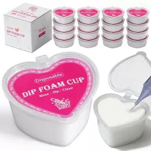 16개 하트 모양 딥 폼 컵 - 타투 용품 색상 전환 및 바늘 습식/건조 청소를 위한 일회용 개별 포장 린스