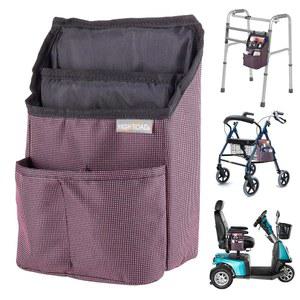 성인의 일상 생활에 필요한 간편한 포켓과 조절 가능한 스트랩이 있는 하이로드 컴팩트 워커백, 휠체어 암 팩, 스쿠터 파우치(플럼 체크)