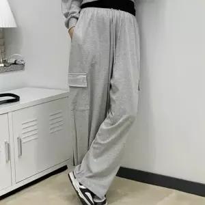 [옷자락]여자 겨울트레이닝 와이드 기모 카고 밴딩 면바지