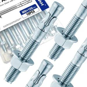 Usdrwam 10Pcs 5/16 4 콘크리트 앵커 볼트 시멘트 벽돌 및 조적용 아연 도금 탄소강 쐐기