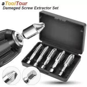 호환  손상된 나사 추출기 드릴 비트 세트 스트립 깨진 헤드 추출 볼트 리무버 추출기 역방향 거 제거 도구