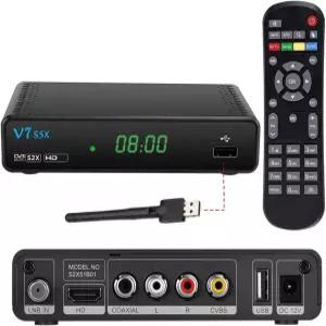 USB 안테나가 장착된 V7 S5X DVB-S2X S2 S H.265 위성 TV 수신기 PowerVu Biss Key YouTube