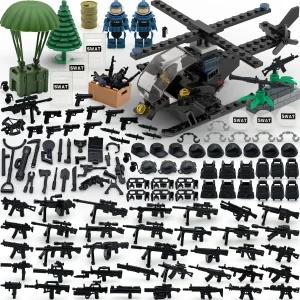ALEYOOTECHE 군사 무기 총기 액세서리 키트 장난감 스와트 팀 빌딩 블록 육군 세트에 주요 미니 피규어와