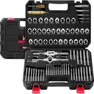 콜보이 81피스 탭 앤 다이 세트 SAE 메트릭 4？1/2 및 M3？M12 내부 외부 나사산을 위한 거칠고 미세한 있는