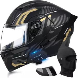 블루투스 모듈식 모터사이클 헬멧 성인 남녀를 위한 듀얼 스피커와 마이크가 장착된 풀페이스 바이저 DOT