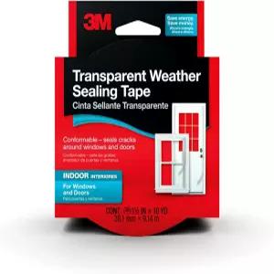 3M 투명 날씨 밀봉 테이프 1.5인치 x 30피트 실내 창문 및 문용 크리스탈 클리어 탈착식 단열 드래프트
