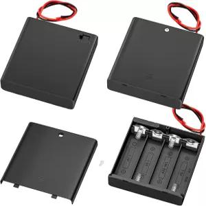스위치 6V 배터리 케이스 홀더가 있는 다이어텍 4 AA 커버 슬롯이 1.5V 보관함 와이어 커넥터가 3pcs