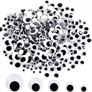 CCINEE 490pcs 블랙 플라스틱 구글리 즈 공예품용 자가 접착 다양한 크기의 원형 스티커 부활절 공예