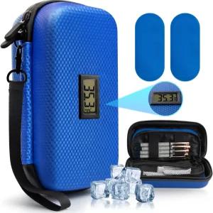 24시간 인슐린 쿨러 여행 케이스 - 온도계 온도 디스플레이 냉장 의약품 정리 가방 2개와 함께 여행용 TSA