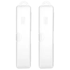 2개의 혀 스크레이퍼 케이스 휴대용 식기 상자 여행 보관 칫솔 스푼 포크 홀더용 캠핑 피크닉