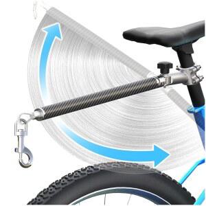 자전거용 핸즈프리 자전거 목줄 180 회전 또는 고정 어태치 시스템 내장 충격 흡수 스프링 당김 방지 설계 두꺼운 강철 와이어 로프 550파운드 탄소 섬유