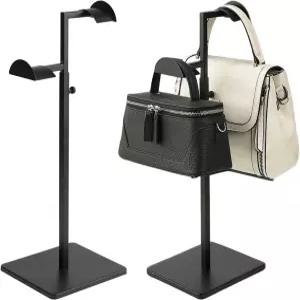초탈리온 2단 핸드백 디스플레이 스탠드 - 2PCS 블랙 스테인리스 스틸 지갑 홀더 조절 가능한 높이 랙 소매